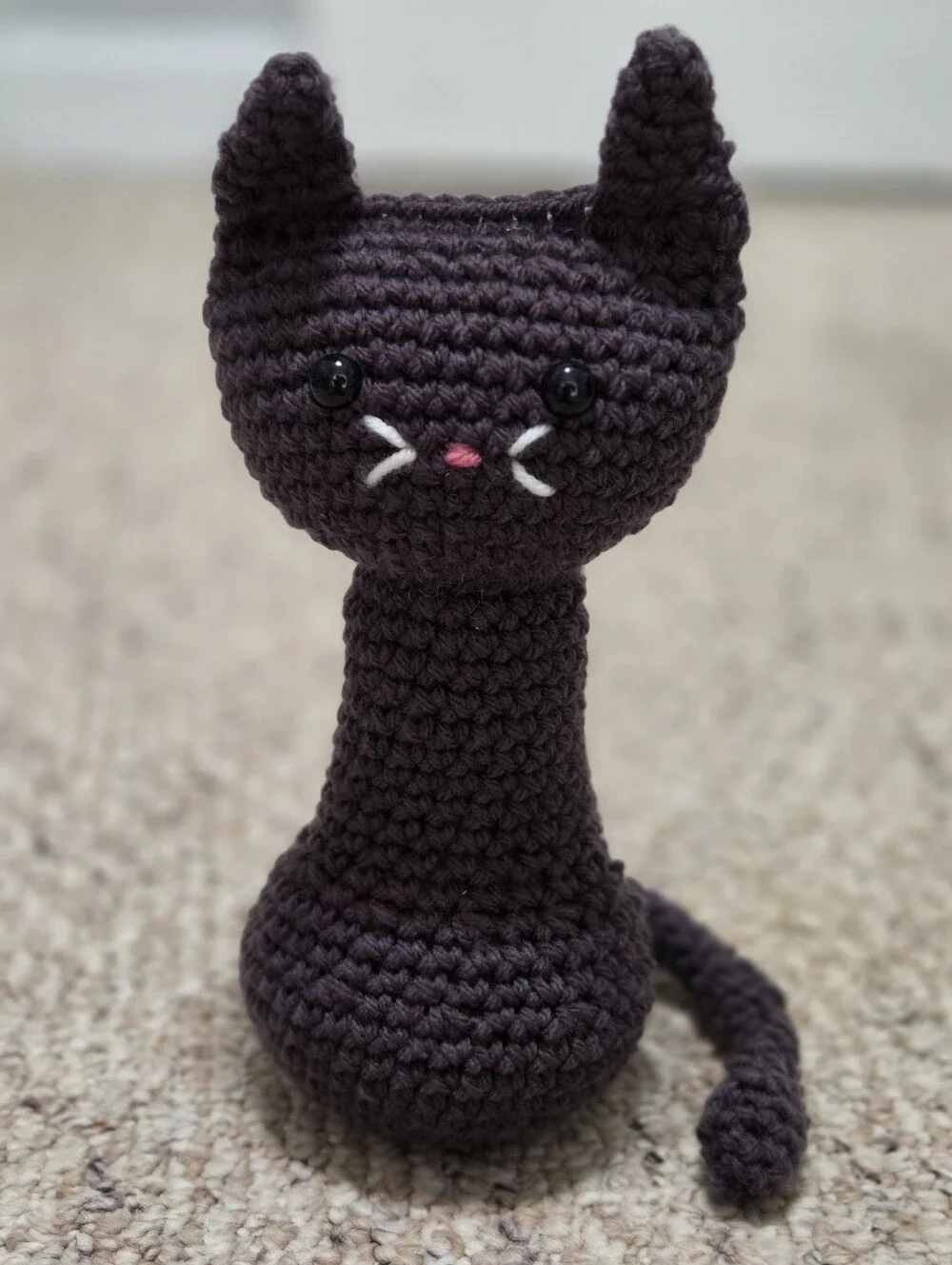 Handmade Crochet Dark Gray Cat Plushie